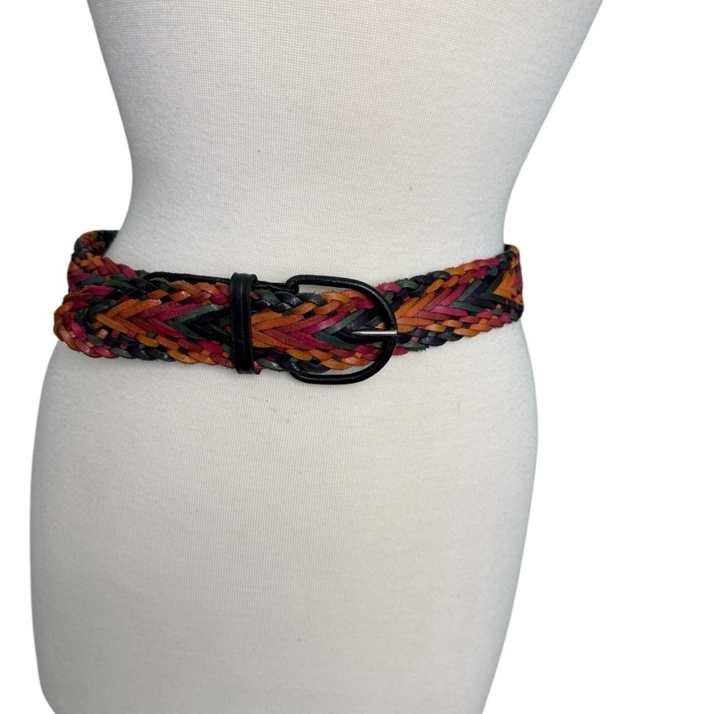 Vintage OMEGA Multicolor Braided Leather Women's Belt - Picture 3 of 7